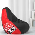 Biggie Bean Bag with Beans Filled - Size : 3XL - 3D Printed Bean Bag with Beans - Designed by : DonnaPaula London - Color: The real Boss - Black Red - Best 3D Printed Bean Bag for Living Room - Pre-filled with Beans - Ready to use