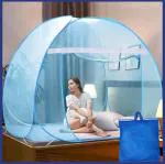 STYLES CLOSET DOUBLE BED POLYESTER BLUE MOSQUITO NET(6 X 6 ft)