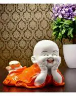 Miss Peach - Multicolor Handcrafted Religious Idols Of Baby Monk Buddha Idols Statue Tea Light Holder For Home Decor , Diwali Gift, Best Gift for Diwali Decor, Diwali Decoration