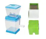 BLUE WONDER Vegetables Plastic Onion Chopper With Steel and Plastic Potato Chipser French Fries Chips Maker Machine Snacks Finger, Potato Finger Chips Cutter and (Multicolour, Pack of 2)
