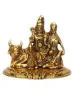 eCraftIndia Gold Colour Metal Shiva Parvati Idol with Nandi Statue 17 cm x 14 cm