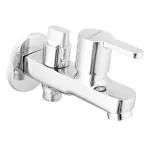 WATERMAN Joy Bib Cock 2 Way Tap With Brass Wall Flange Pack Of 1 Chrome Finish Wall Mounted Installation 2 In 1 Tap For Health Faucet Washing Machine Geyser Jet Spray