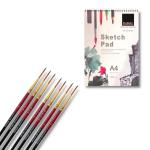 KAMAL Acid Free Script Liner Brush Set with A4 Sketch Pad