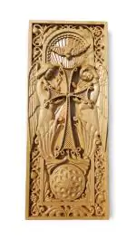 Goomar teak wood carved Armenian khachkar decorative cross for House and office or church