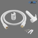 Bathonix Milky-01 Pvc White Health Faucet With 1.0 Meter Hose Pipe With Hook - Set Of 1 Health Faucet (Built-In Installation Type)