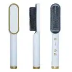 ZURU BUNCH Hair Straightening and Smoothing Comb, Electric Hair Brush, Straightener Comb, Fast Heating, Ionic Care, 5 Heat Settings, Hair Straightener, Hot Brush (White)