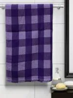 Athom Living Premium Cotton Light weight Quick-Dry High Absorbent Cotton Bath Towel Purple Checks.