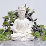 GIG BAZAAR, Aquarium Meditation Buddha Statue for Fish Tank Ornament with Marble Finishing Home & Office Decoration