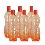 Cello Polka PET Bottle Set, 1 Litre, Set of 6, Orange