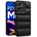 Fashionury Back Case Cover for Poco M6 Pro 5G | Compatible for Poco M6 Pro 5G Back Case Cover | Matte Soft Case | Liquid Silicon Puff Case for Poco M6 Pro 5G with Camera Protection | (Black)