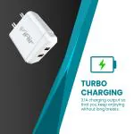 iAir C3 USB Wall Adapter Without Cable 3.1A Fast Charging Adapter Charger Compatible for vivo, Oppo, Realme, Xiaomi - White