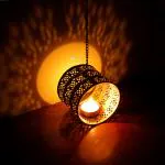 DULI Cylindrical Jali Design Shadow Tea Light Holder for Diwali & Festive Decoration (Pack of 1)