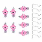 GLOXY ENTERPRISE Stainless Steel & ABS Brackets Parda Holder with Support 1 Inch Curtains Rod Pocket Finials Designer Door and Window Curtain Holders and Rod Support Fittings (Pink 4 Pair)