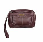 Handcuffs Cash Pouch For Men Leather Money Carrying Case Multipurpose Travel Pouch Zipped Travel Toiletry Bag Brown