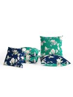 Divine Casa Sea Green and Navy Polyester Cushions Cover, 40 cm x 40 cm (Pack of 5) CUNLX1166
