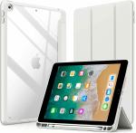 ProElite Smart Flip Case Cover for Apple iPad 9.7 inch 2018/2017 5th 6th Generation, Clear Soft Back with Pencil Holder, Grey