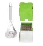 Stainless Steel Big Potato Masher With Steel and Plastic Potato Chipser French Fries Chips Maker Machine Snacks Finger, Potato Finger Chips Cutter and Multicolour, Pack of 2