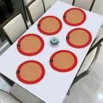 ROUSN Jute/Cotton Round Dining Table Mat for Plate , Pan , Tray , Bowl , Vase , Decorative Sculptures,(Pack of 6)Size 30 cm x 30 cm
