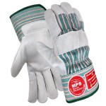 MULLICK PRO SAFETY - MPS Heat Resistant Leather Welding Gloves With full Reinforce Grey & Green Strip- MPS-106