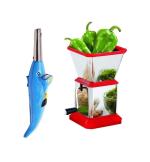 Blue Wonder Dolphine Shape Electric Gas Lighter With Solid Plastic Chilly Cutter and Multicolour, Pack of 2