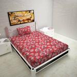 Home Plus Studio Red Cotton Single Floral Flat Bedsheet, Thread Count - 120