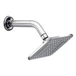 Rocio Slim Square Rain Shower Head for Bathroom with 9 Inch Shower Arm and Wall Flange, Wall Mount Premium Chrome and Grey Finish Showerhead, 6 x 6 Inch