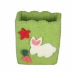 MAANAV ETHANICITY Handmade Felt Pen Stand Pen Holder For Office Basket (Green)
