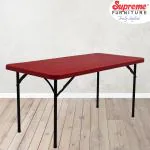 Supreme Furniture Buffet Foldable, Rectangle Plastic Table, Suitable Indoor & Outdoor(Red)