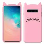 Indiacase Samsung Galaxy S10 Lite (OLD) Pink Slim Silicone, Rubber Cat Design, Wireless Charging Compatible Cases & Covers, Display Size-12 mm, 14 x 7 x 5 mm