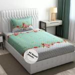 Ralish Single Bed Fitted Bedsheet Size(36 x 78) Inch Glance Cotton Bedsheet With One Pillow.