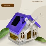 YOURKARTS.COM Solar Power Hut shape House with Windmill Design Fan 360 Degree Rotating Dashboard Air Freshener Perfume