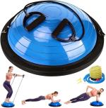 SERVEUTTAM Rubber, ABS Plastic, PVC Exercise Ball With Air Pump And Resistance Bands, Size 60 cm, (Blue)