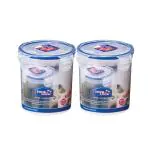 Lock & Lock Classic Tall Round Plastic Airtight Food Storage Container with Leak Proof Lid, 700 ml, Transparent, Set of 2 ( HPL932D x 2)