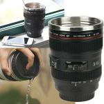 Fulkiza Camera Lens Drinking Cup with Stainless Steel Lid,Creative Design Stainless Steel, Plastic Coffee Mug (350 ml)