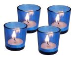 Pure Source India Dishwasher Safe Glass Votive Tea Light Holder with Candle (50 x 50 mm) (pack of 4)
