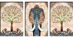 SAF Set of 3 Elephant MDF Self Adhessive UV Textured Painting 27 Inch X 12 Inch(Each Painting Size 12 Inch X 9 Inch) PHC30150