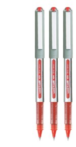 uni-ball Eye UB157 0.7 mm Roller Ball Pens, Red Ink, Pack of 3