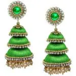 SANJ JEWELRY FASHION Three Step Silk Thread Earrings Jhumki For Women Hook Dangle Silk Dori Jhumka Earrings For Girls Beads Earring Set