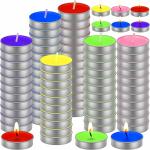 KLVs Unscented Colorful Tea Light Candles in Bulk Smokeless Dripless Long Lasting Paraffin Tea Lights Small Votive Mini European Floating Tea Candles for Home Shabbat Wedding 2 Hour Long Burn Time (50 pcs)