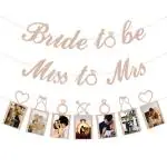 Festiko Rose Gold Bridal Shower, Miss To Mrs Banner, Bride To Be Banner And Photo Banner For Bachelorette, Wedding, Engagement, Bridal Shower Kit Supplies Decor