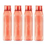 Milton Plastic Red Prime 1000 Pet Water Bottle (Set Of 4)