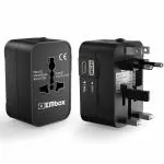 EMBOX Travel Adaptor International All in One Universal Travel Adapter with Type C Port-AC Multi Plug USB Adapter Charger with USB C & USB A Charging Ports for USA EU UK AUS Phone Laptop(Black-Type-C)