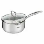 Tefal Duetto Plus Stainless Steel Sauce Pan 18 cm with Glass Lid, Silver