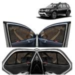 Kingsway Car Magnetic Sun Shades Curtains for Renault Duster, Model Year : 2014 Onwards, Half Cut in Front Window with Rear Windshield, Color : Black, Cotton Mesh, Complete Set of 7 Piece