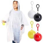 Assortire ( Pack of 4 )Disposable Poncho Ball Rain Ponchos - Reusable Emergency Rain Cape Transparent Raincoat with Hood, Portable Hooked Rain Poncho for Outdoor Concert, Stadium, Camping, Red yellow green blue