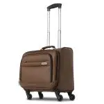 NOVEX PU Cabin Luggage Overnighter Laptop Trolley Bag with 4 wheel Laptop Roller Case - Brown
