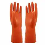 3P DELIVERING MEDICAL SOLUTION WORLDWIDE Orange Rubber Hand Gloves For House Hold And Kitchen Use Multi Purpose Very Useful Gloves For Men Women Industrial Construction Workers/ 1 Pair/ Large