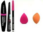 BUYTYA 3 in 1 Beauty Eyeliner, Mascara, Eyebrow Pencil and 2 Pieces Blender Puff