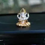 CraftVatika Gold Plated Ganesha Idol for Home Puja Gifts (Size 3.5 x 2 Inches)