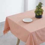 Ratan Cart 100% Cotton Solid Table cover/Table Cloth 4 Seater Peach 50